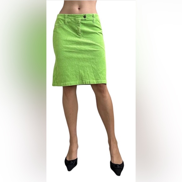 Vintage Y2K United Colors of Benetton Corduroy Pencil Skirt Neon